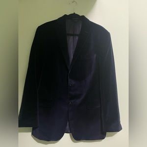 Navy blue Men Blazer Velvet